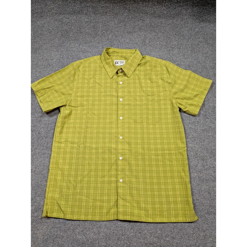 Marmot Mountain Works Shirt Mens Large Green Plaid Short Sleeve Button Up Hiking